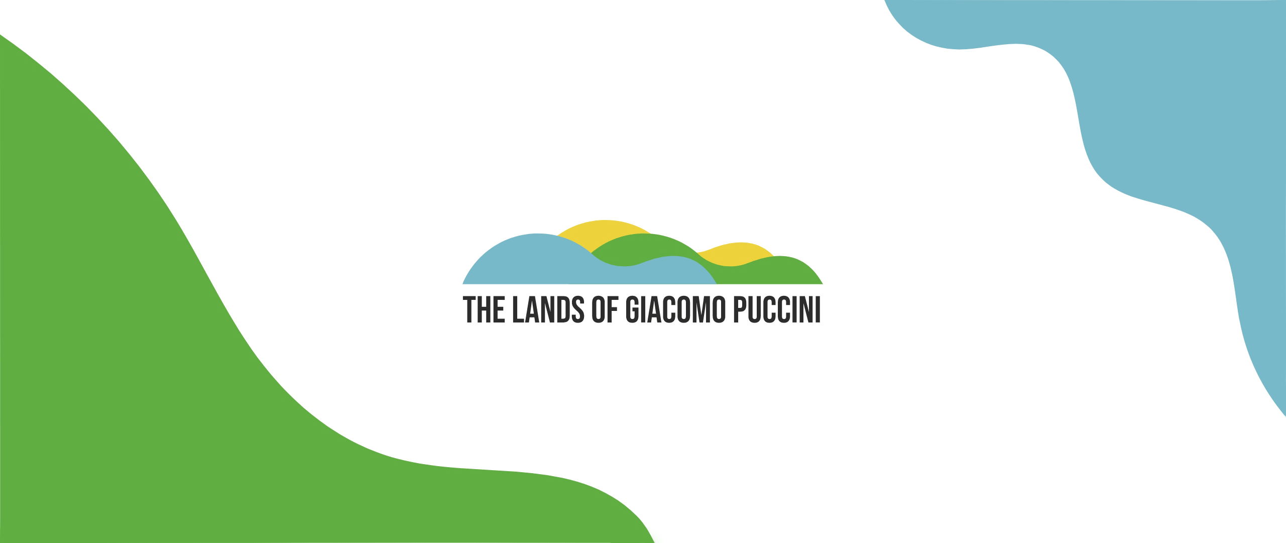 Gif che alterna decorazioni agli angoli dell'immagine mentre permane il logo di The Lands of Puccini.